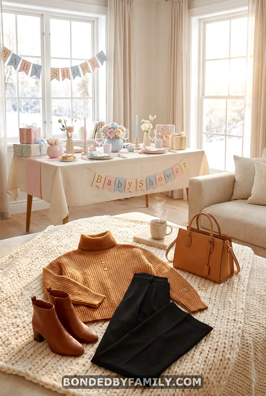 winter baby shower guest outfit