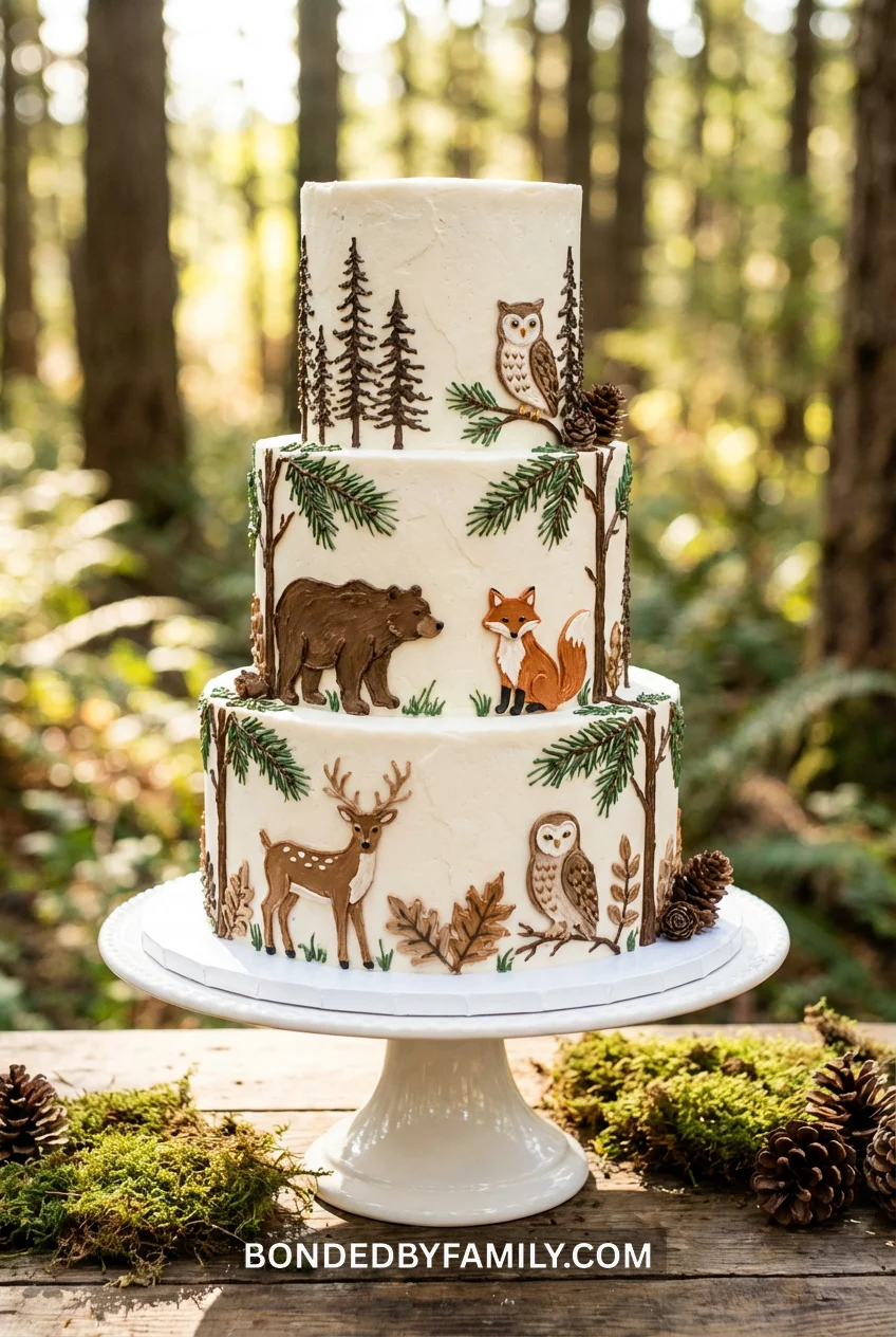 woodland baby shower theme cake ideas