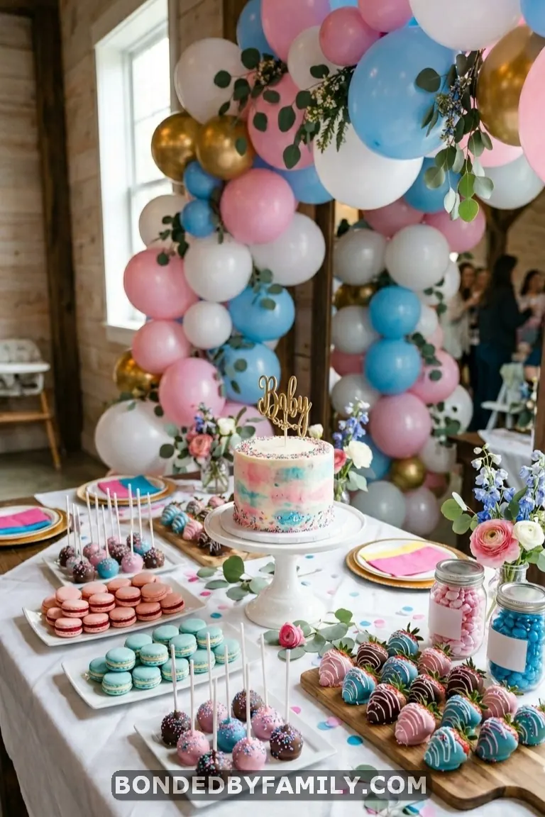 gender reveal food table