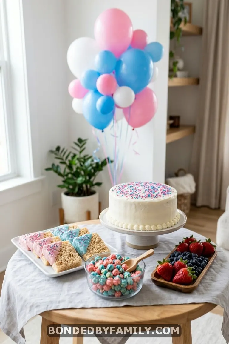 gender reveal food table