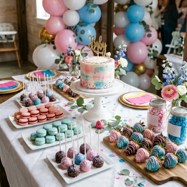 gender reveal food table