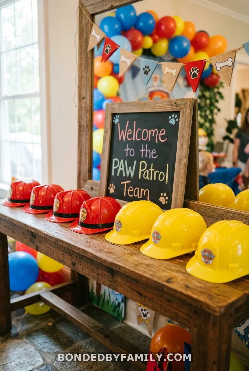 Party Hat Station: Marshall's Fire Hat and Rubble's Hard Hat