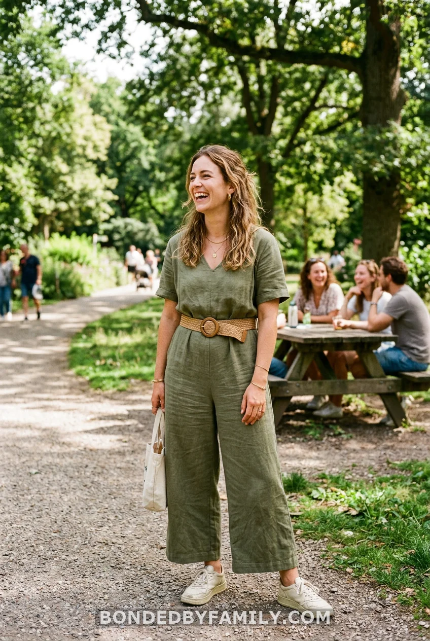Olive Green Jumpsuit Woven Belt