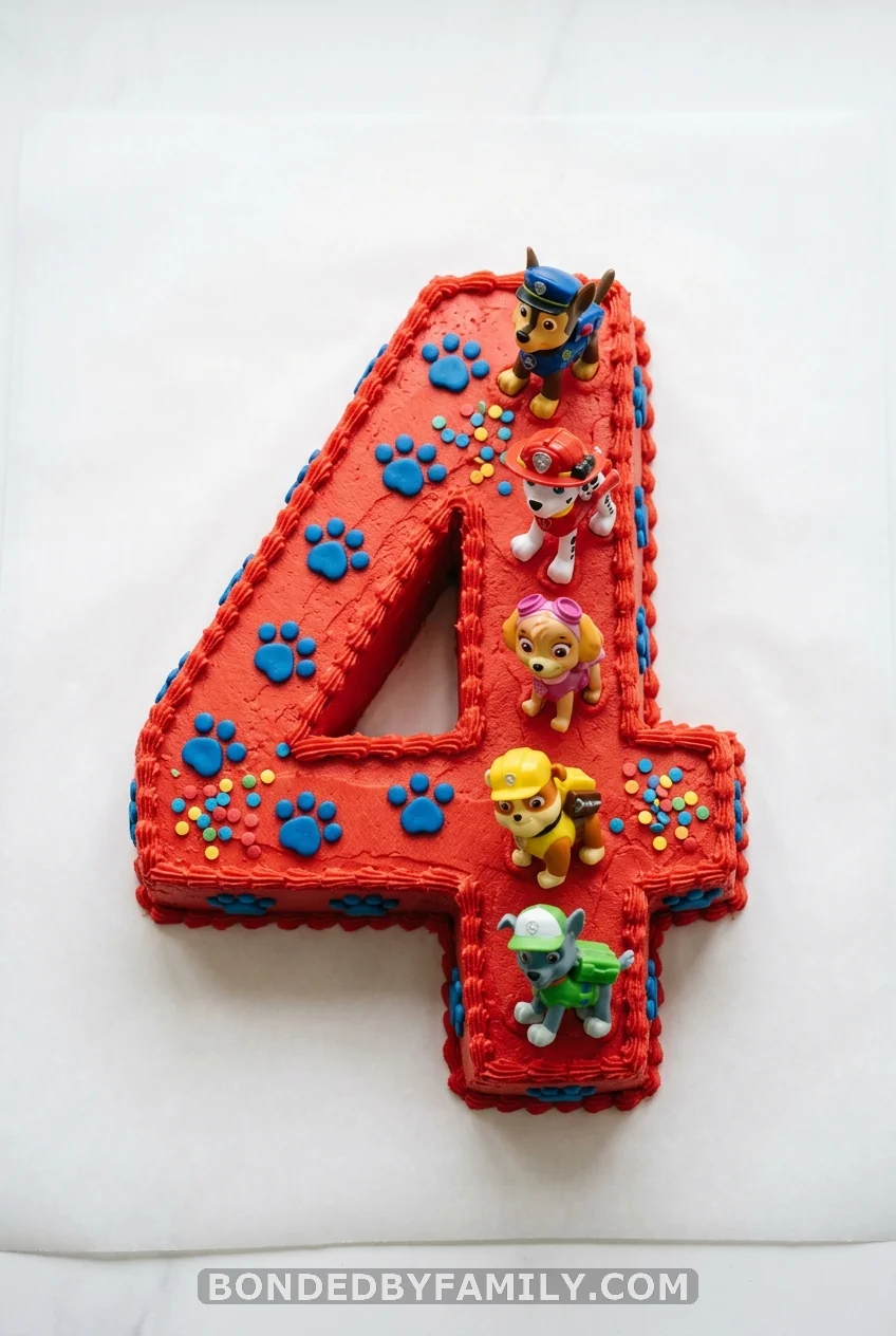Number Birthday Cake with Paw Patrol Theme