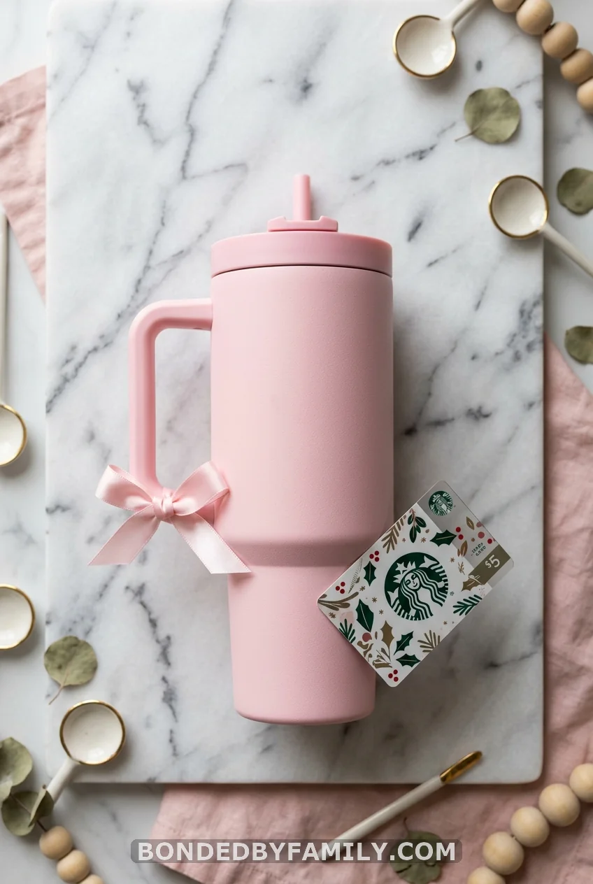 A Starbucks Card Tucked Inside a Reusable Tumbler