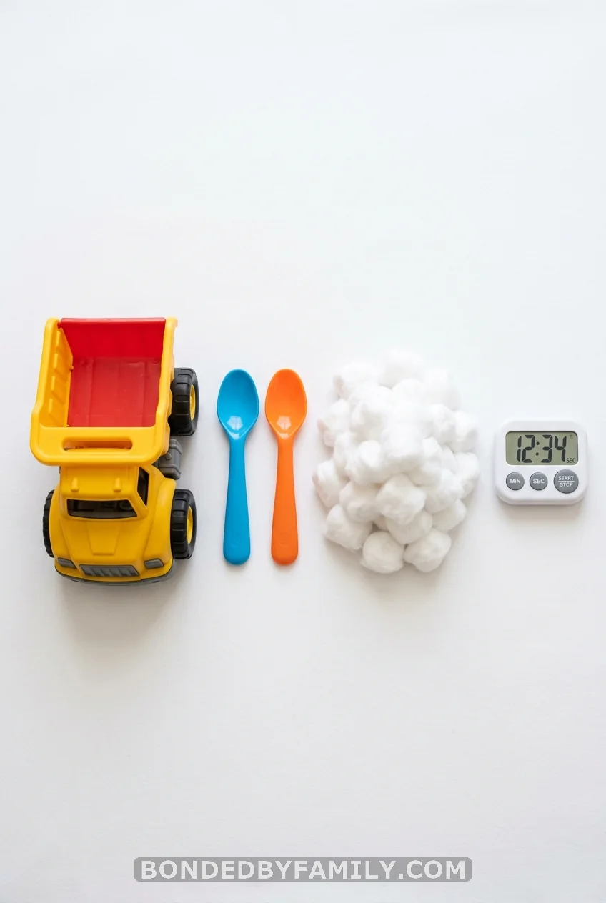 Cotton Ball Dump Truck Relay