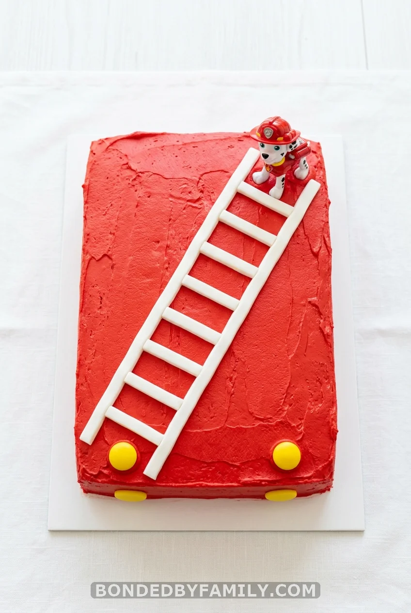 Marshall Fire Truck Sheet Cake