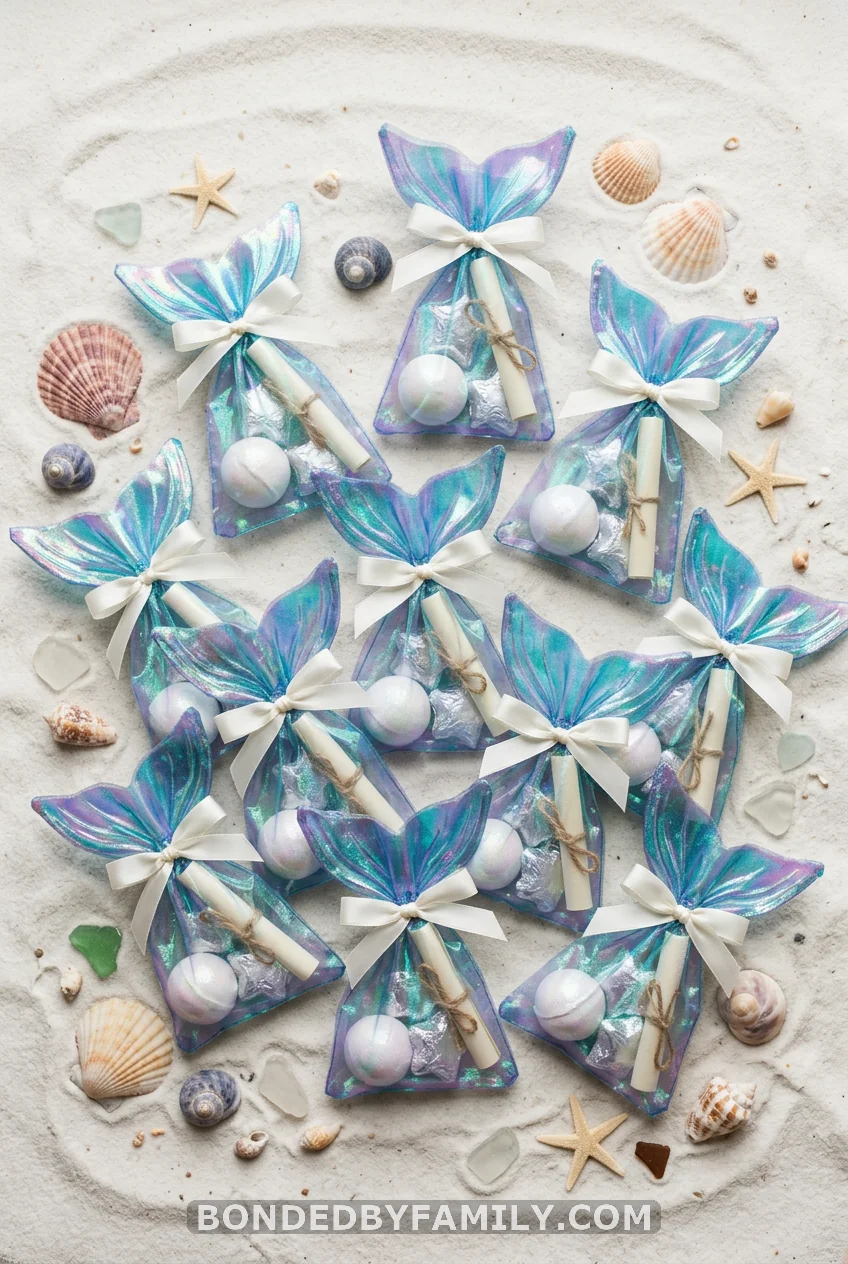Mermaid Tail [Party Favors](https://bondedbyfamily.com/baby-shower-favors/)