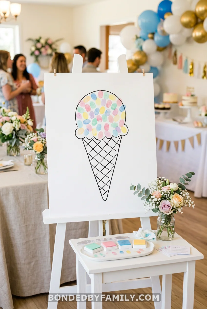 Ice Cream Cone Fingerprint Guest Book