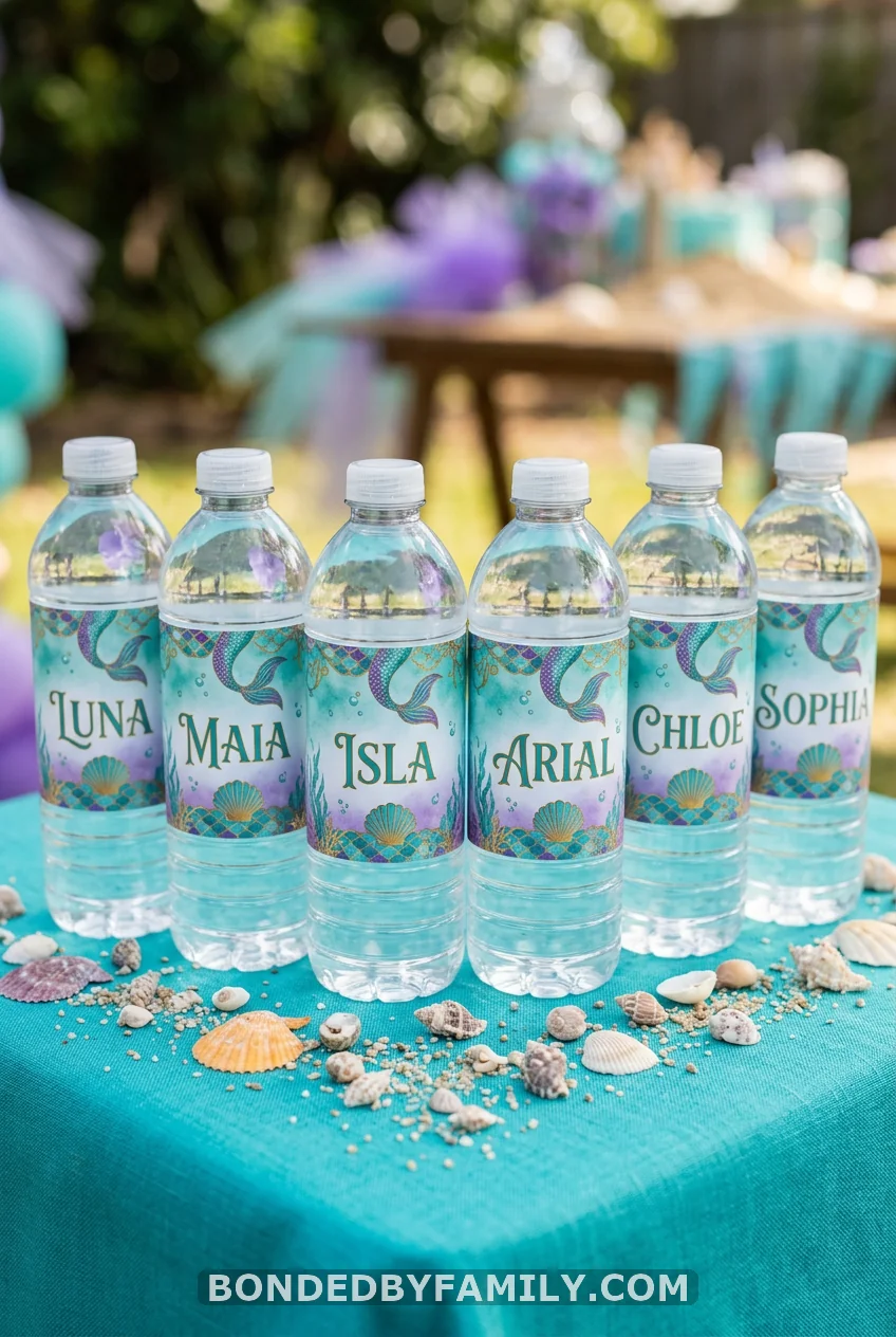 Personalized Mermaid Water Bottle Labels
