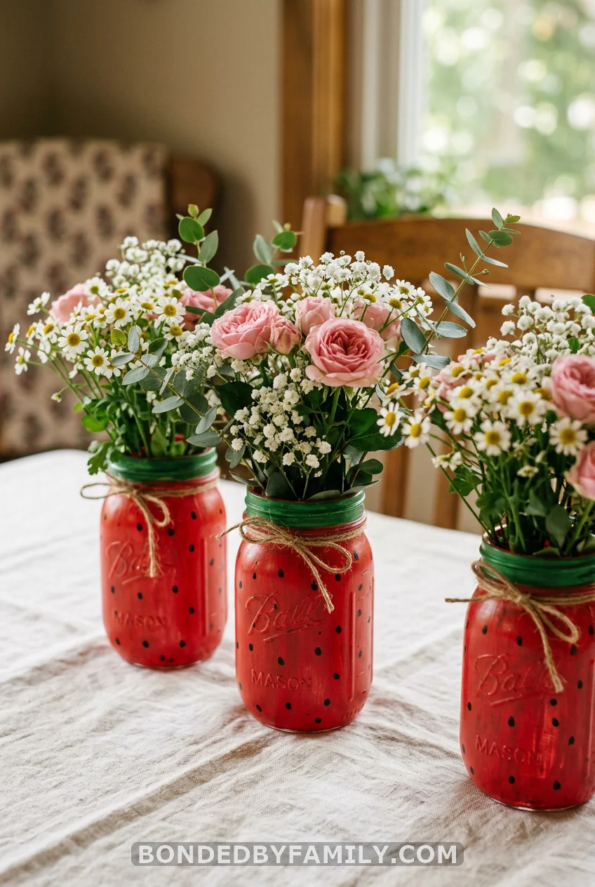 Watermelon Mason Jar Centerpieces