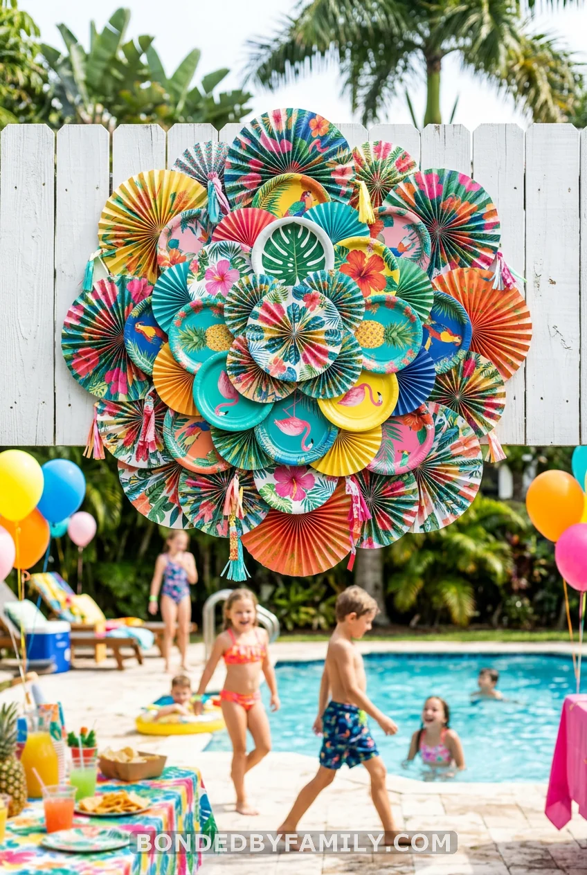 Tropical Paper Plate Wall