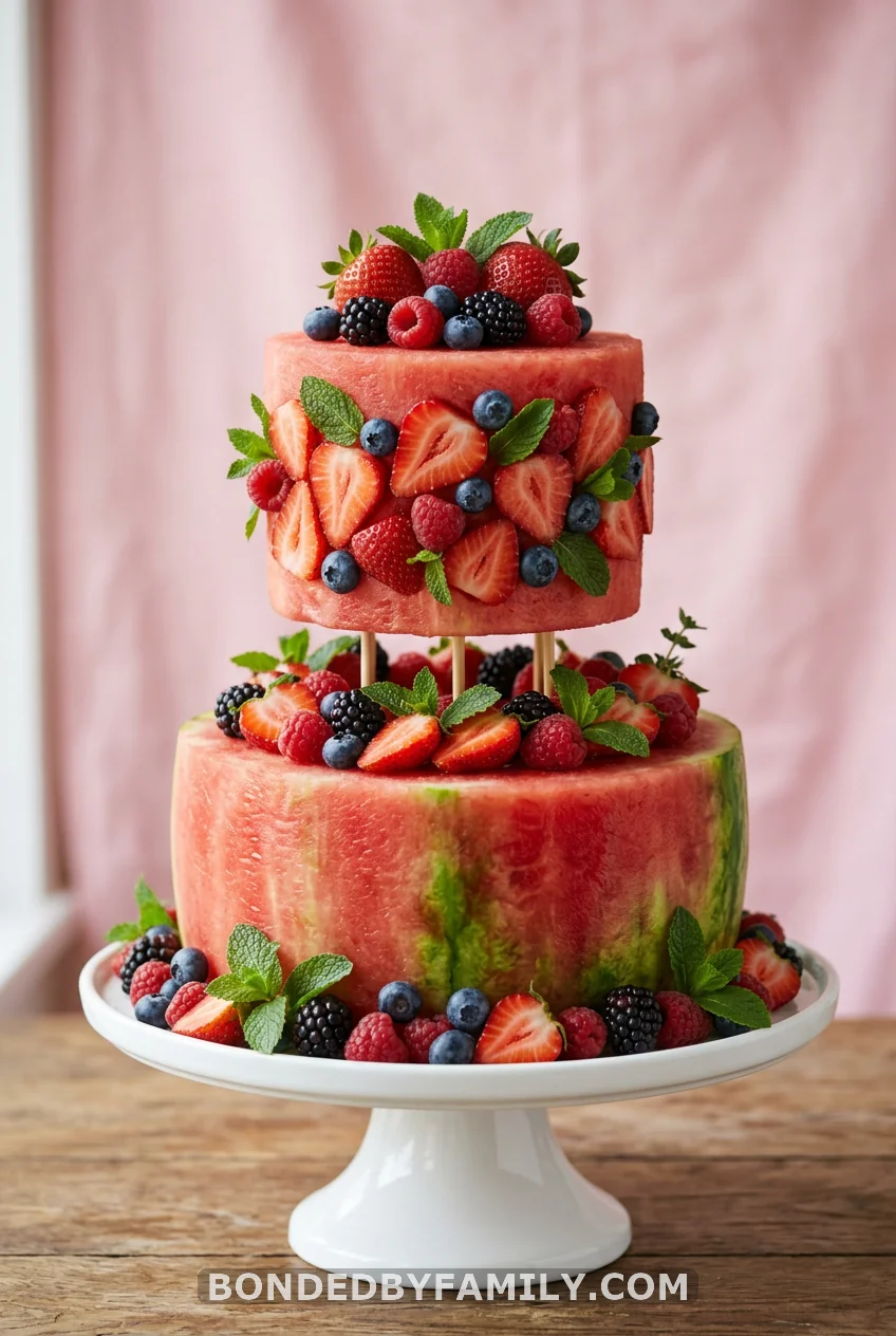 Watermelon Fruit Cake (No Baking Required)
