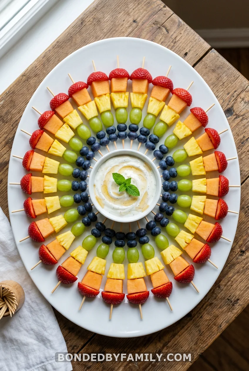 Rainbow Fruit Kabobs with Yogurt Dip