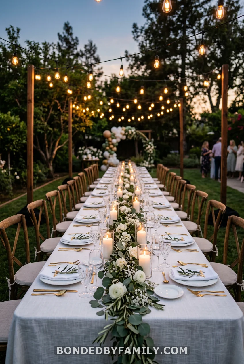 String Lights White Linen Instant Outdoor Elegance