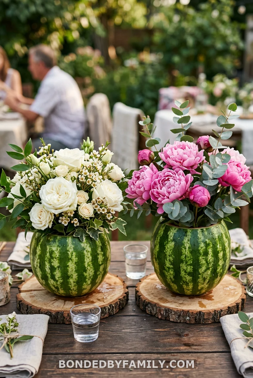 Watermelon Rind Flower Vases