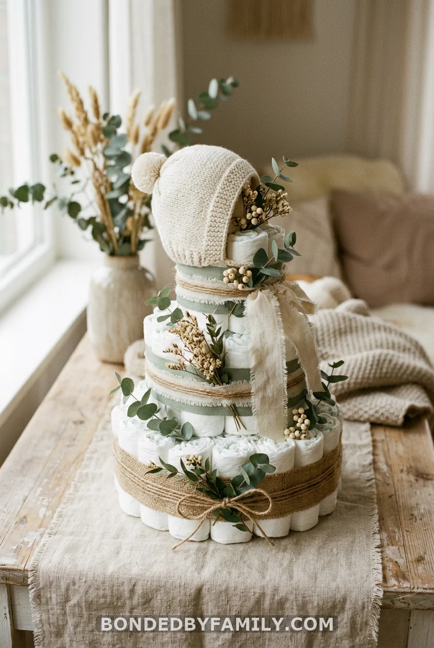 Gender-Neutral Sage and Cream Cake