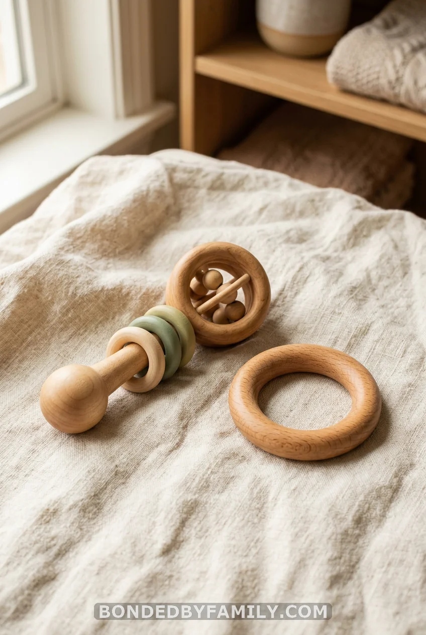 A Wooden Teething Ring or Rattle