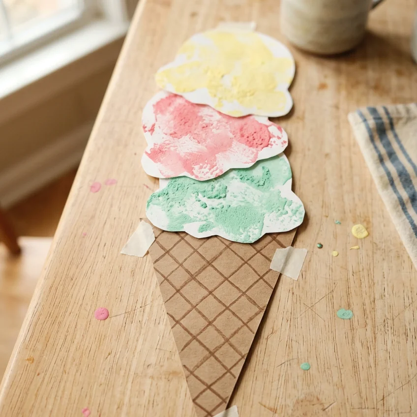 summer crafts for kids sponge ice cream featured image
