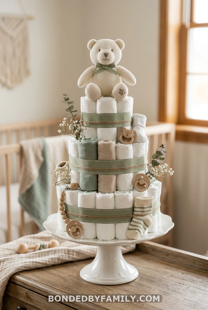 A Diaper Cake That Doubles as the Centerpiece