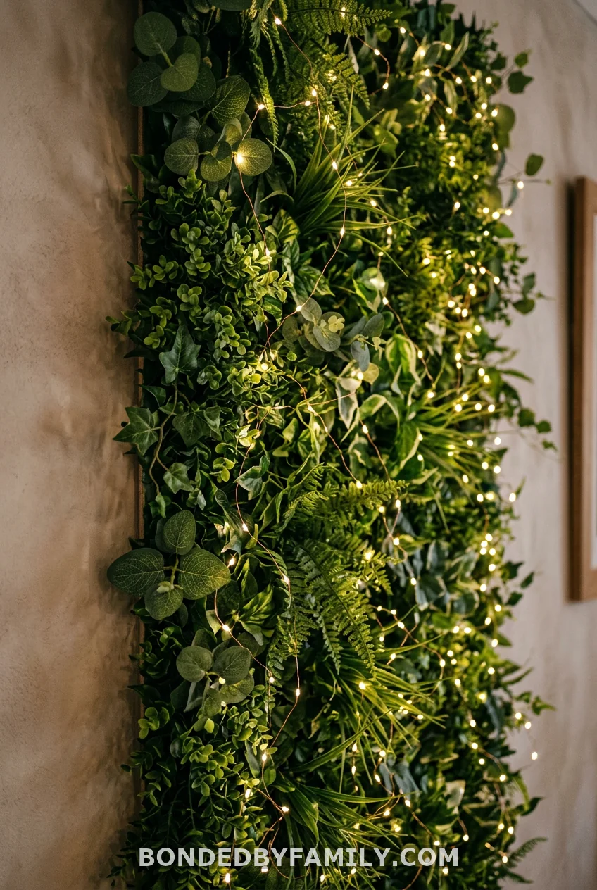 Greenery and Fairy Light Wall