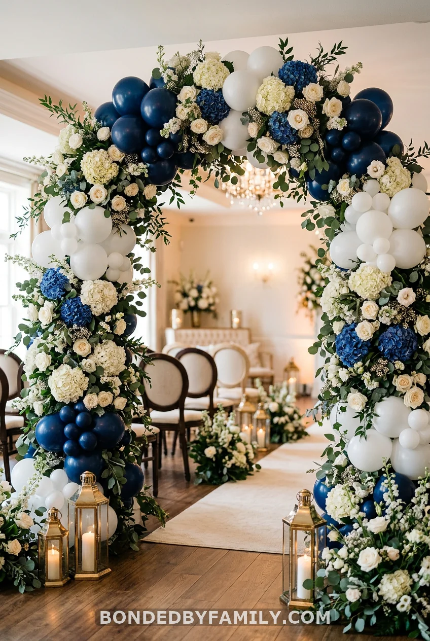 Navy and White Floral Elegance