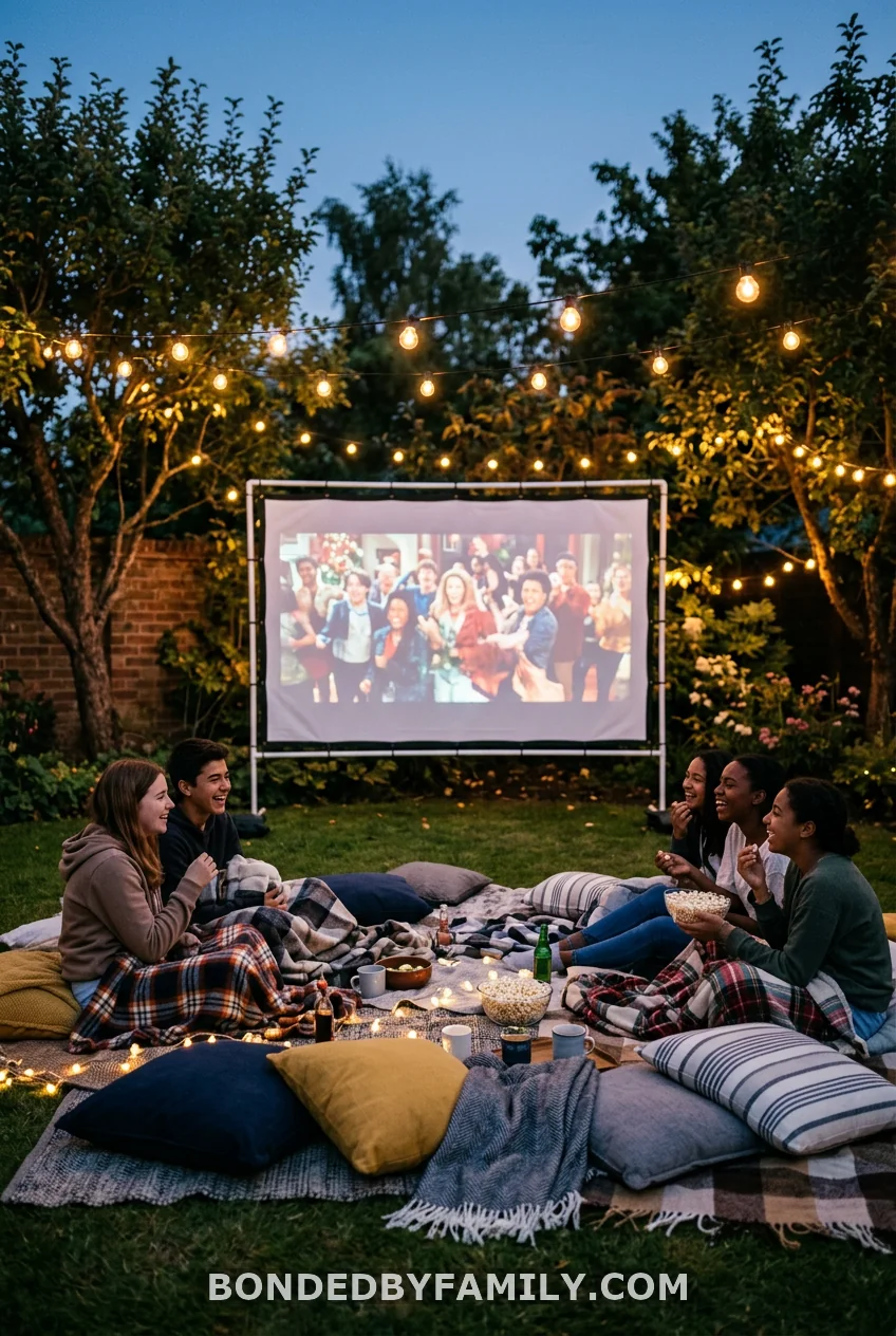 String Lights and a Backyard Movie Night