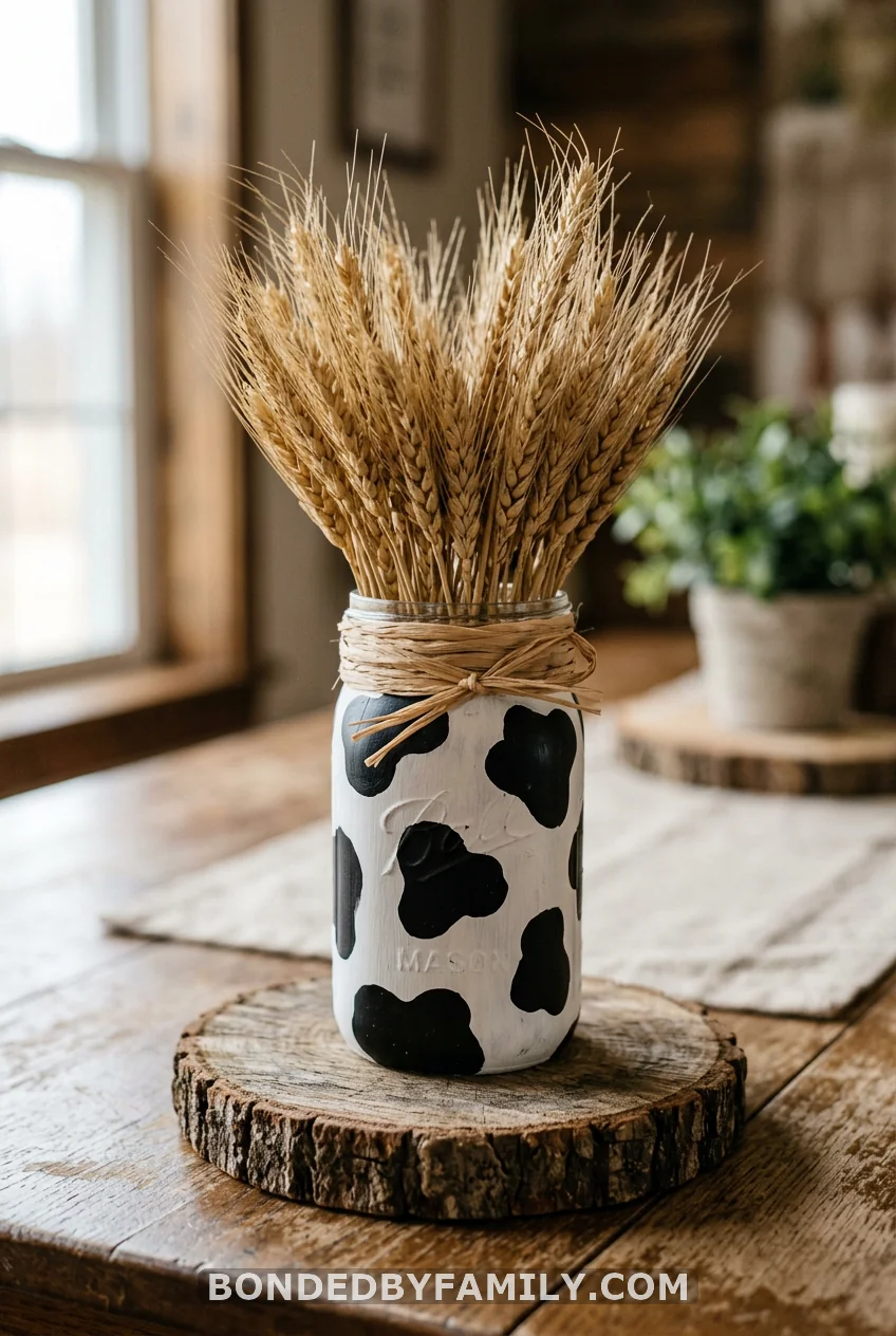 Cow Print Mason Jar Centerpieces