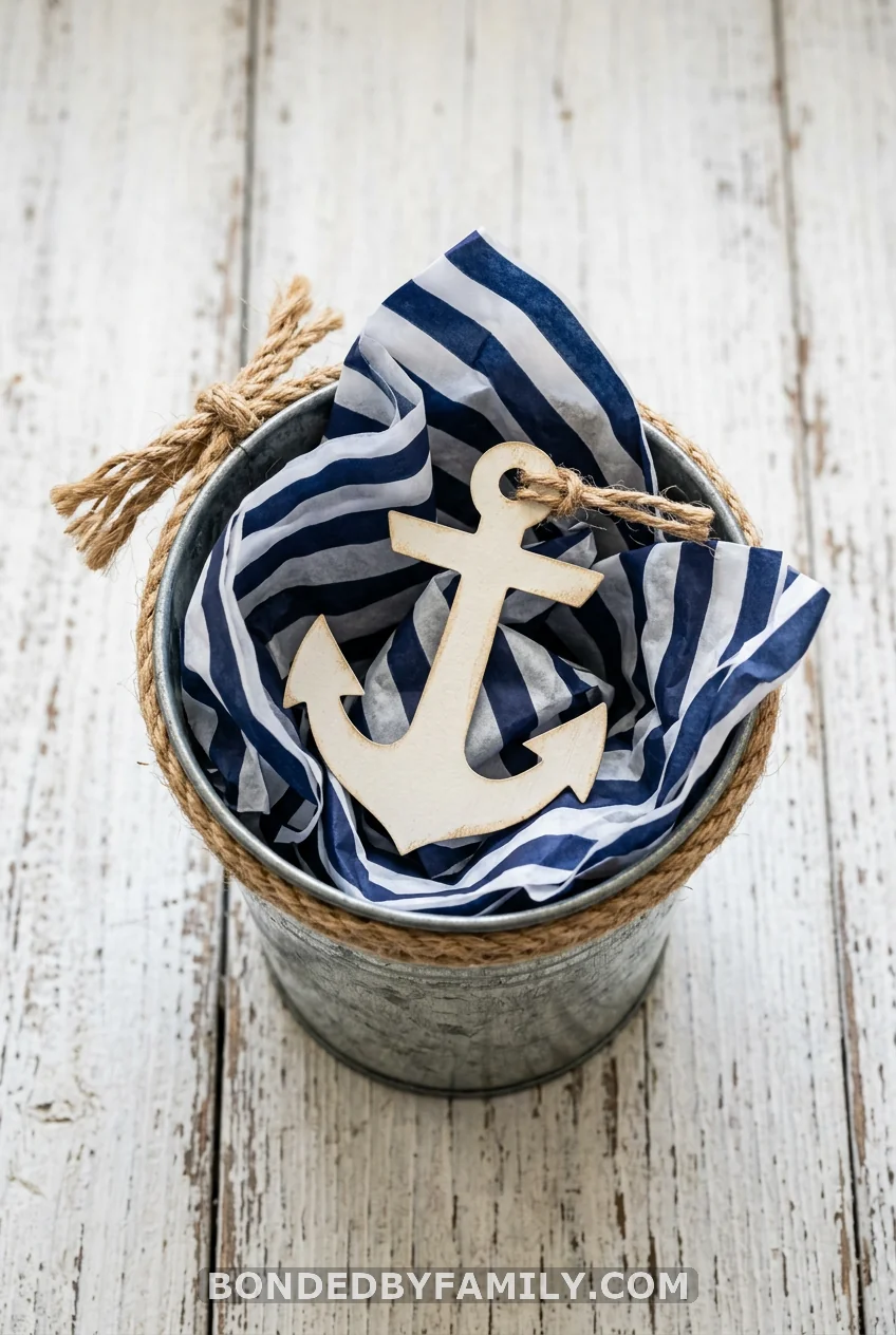 Nautical Anchor in a Galvanized Bucket