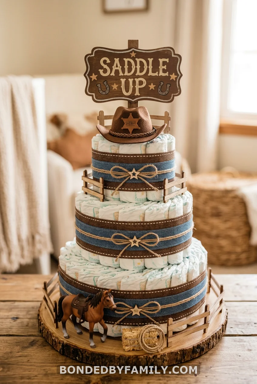 Cowboy Diaper Cake Centerpiece