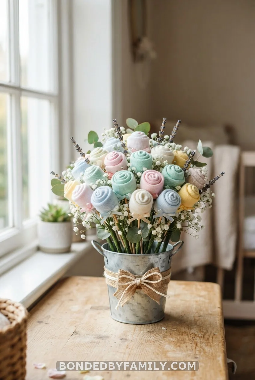 A Hand-Tied Baby Sock Bouquet