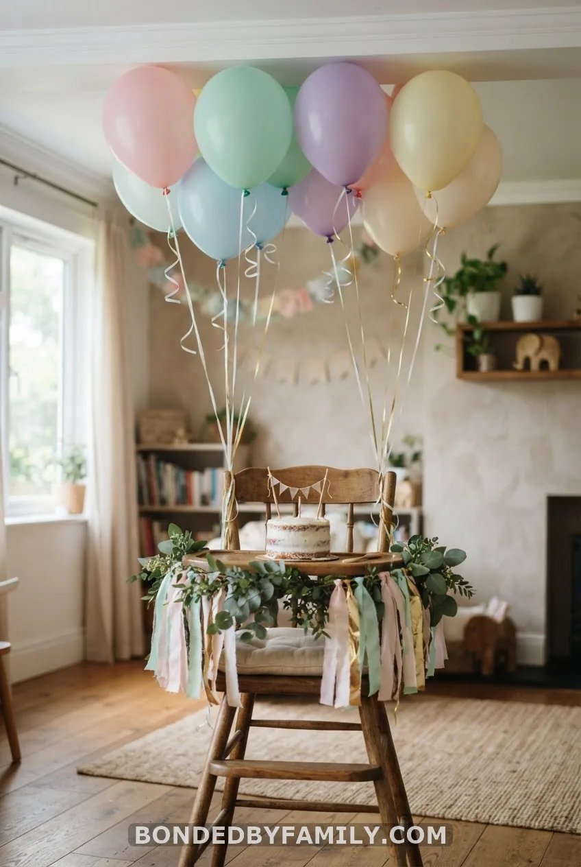Balloon Cloud Ceiling Over the High Chair