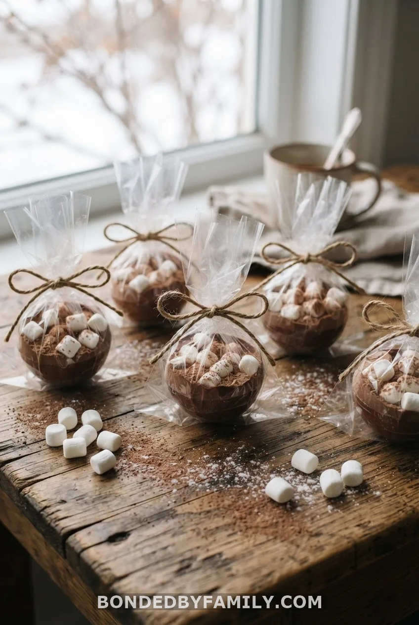 DIY Hot Chocolate Bombs in Cellophane Bags
