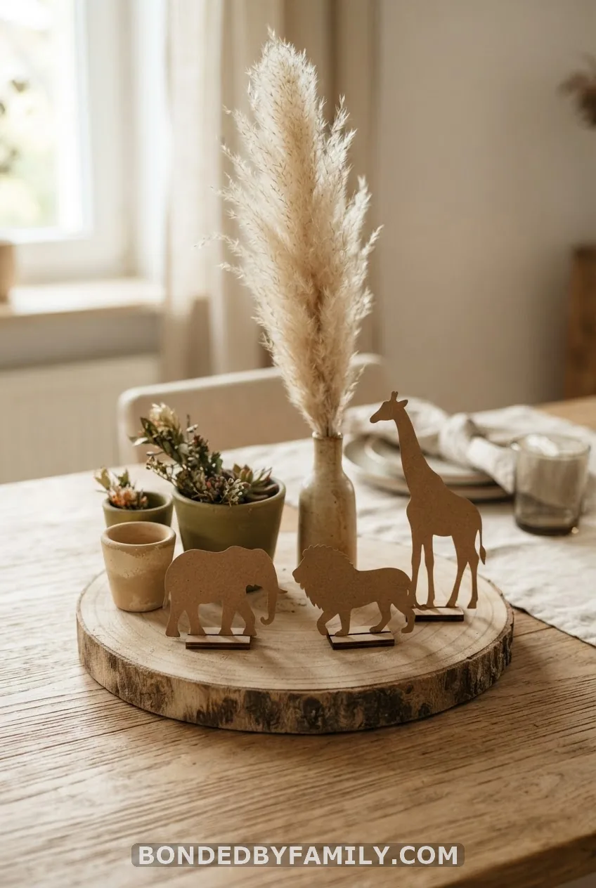 Muted Safari Centerpieces for a "Little Wild One"