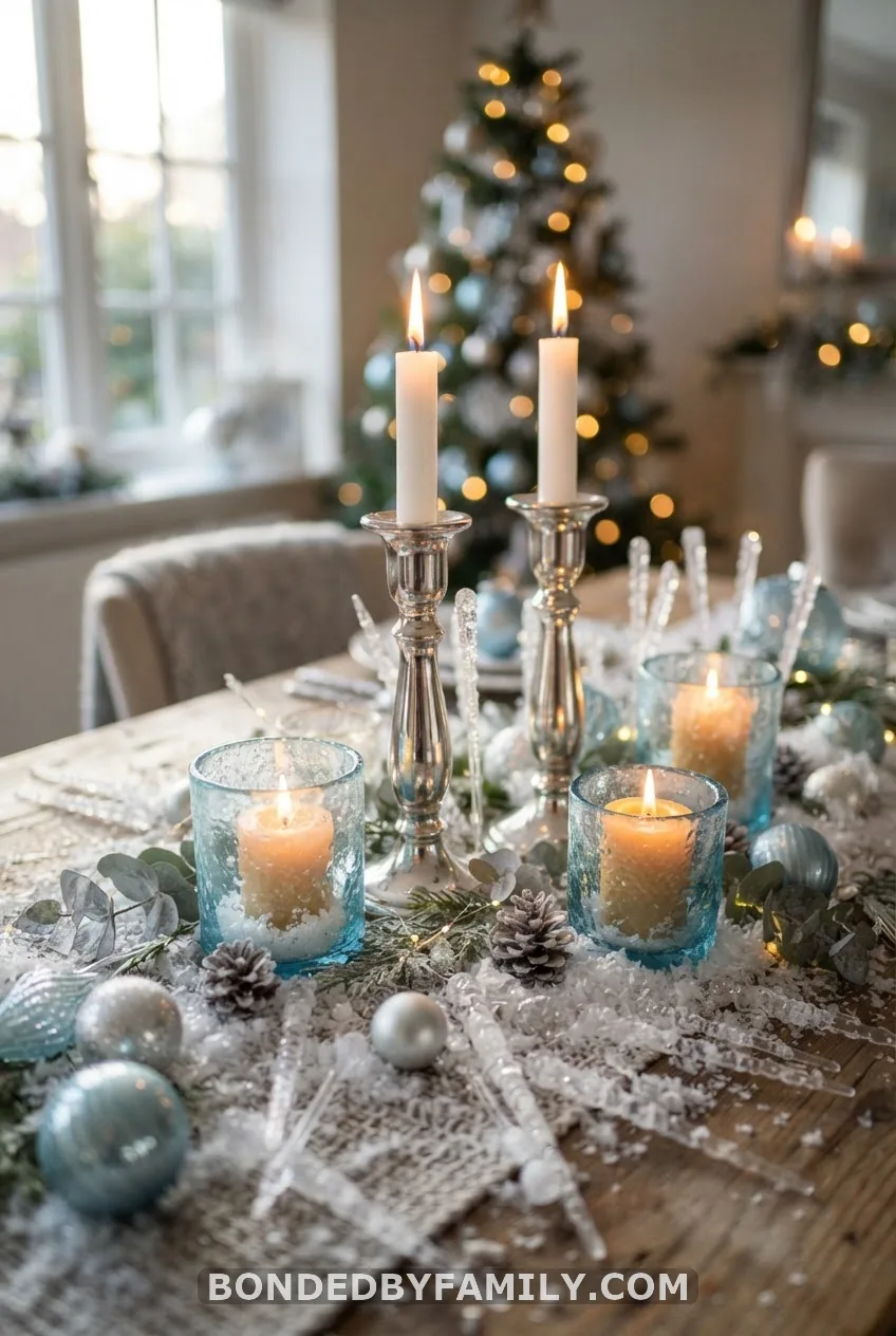 Blue & Silver Icicle Votive Centerpiece