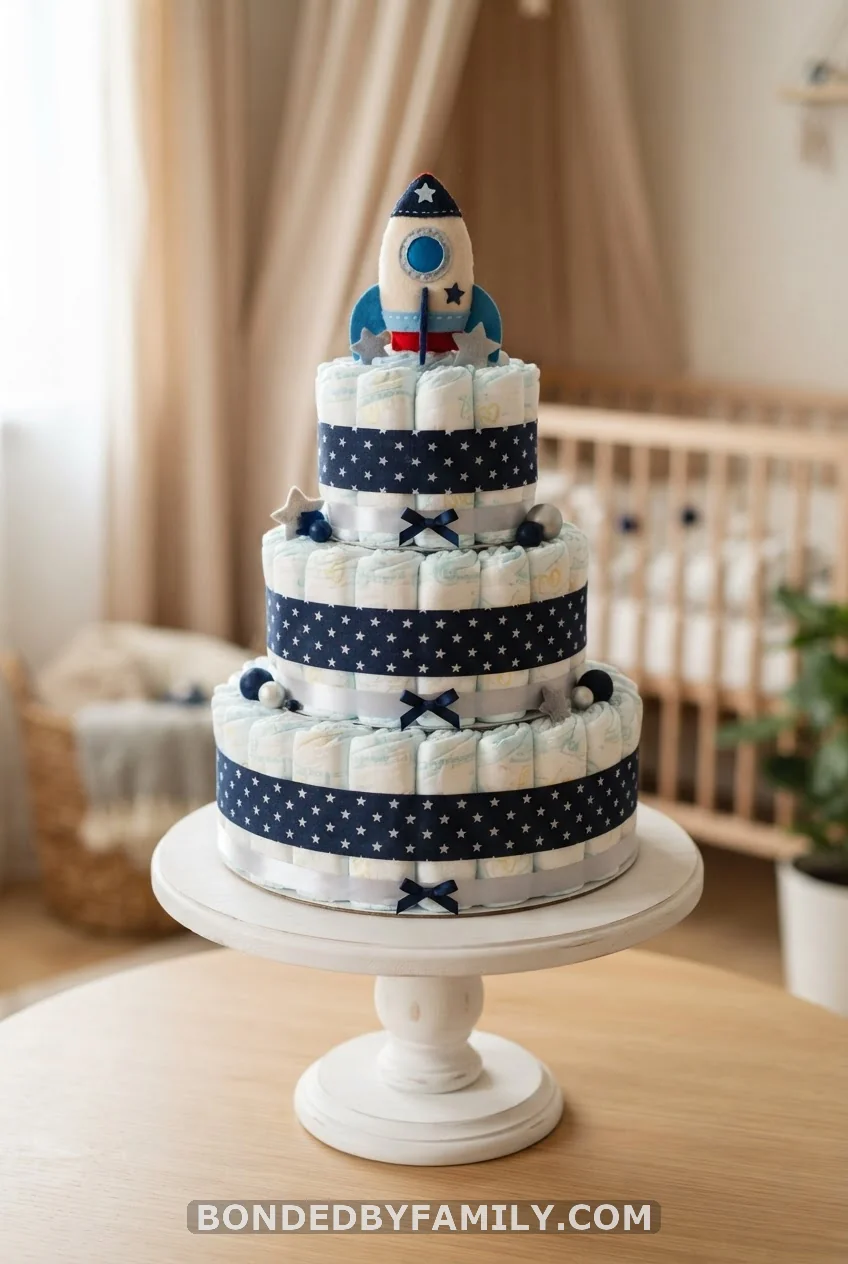 Star-Print Diaper Cake