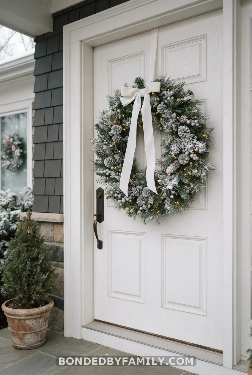 Snow-Dusted Wreath for the Door