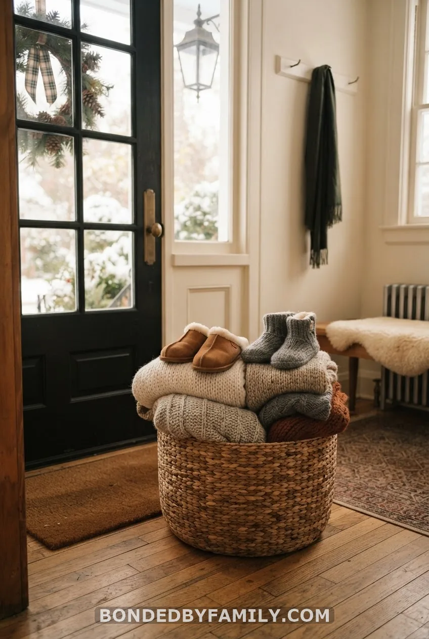 Blanket & Slipper Basket by the Door