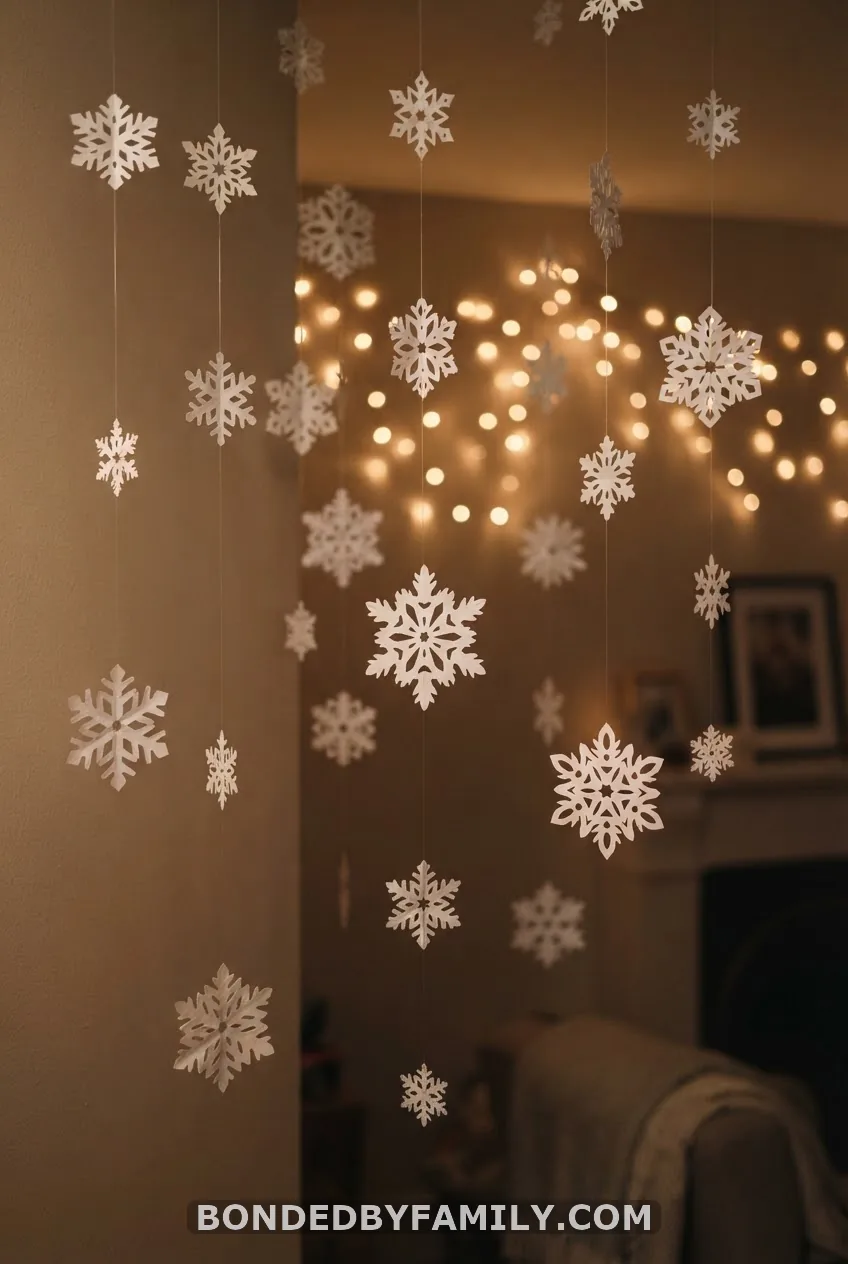 Layer in Paper Snowflakes and Twinkle Lights