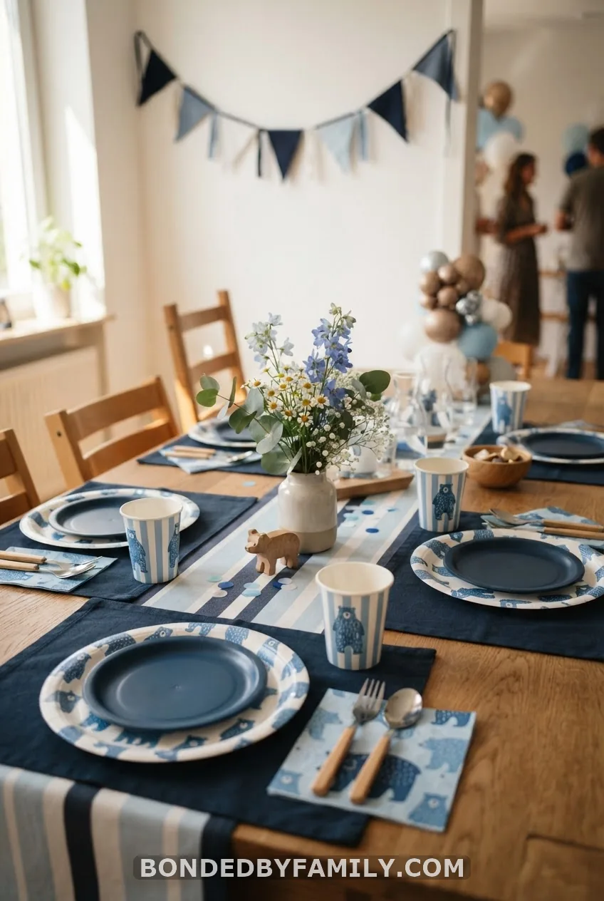 Blue Teddy Bear Tableware Set