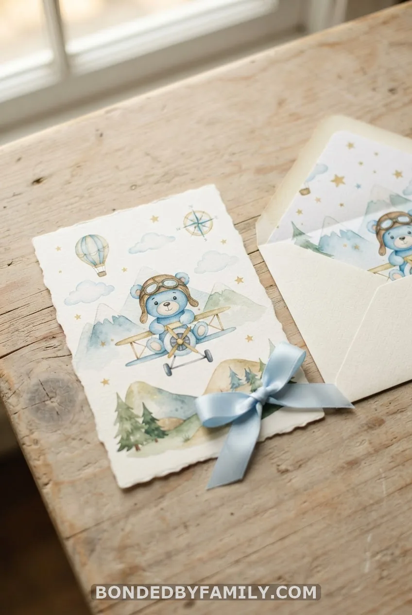 "Bearly Wait" Blue Teddy Bear Invitations