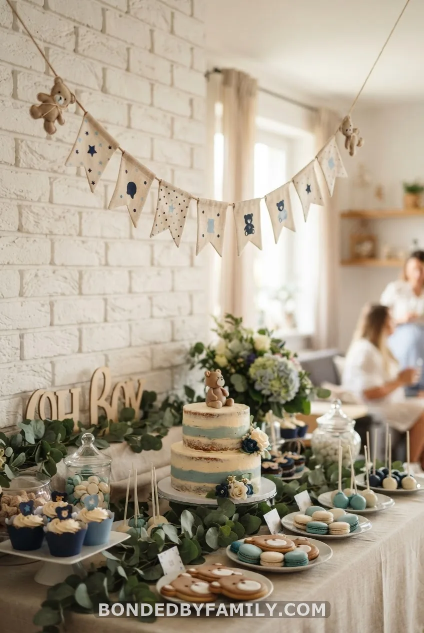 "Bearly Wait" Blue Teddy Bear Banner