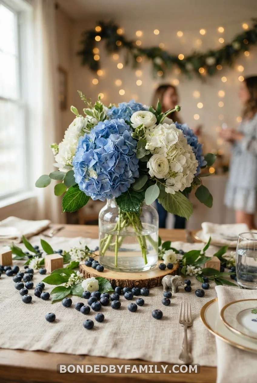 Blueberry-and-Hydrangea Centerpieces