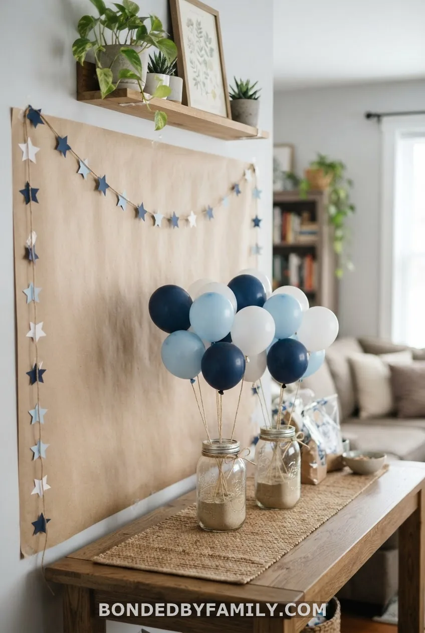 Dollar Tree Centerpieces and a Kraft Paper Backdrop