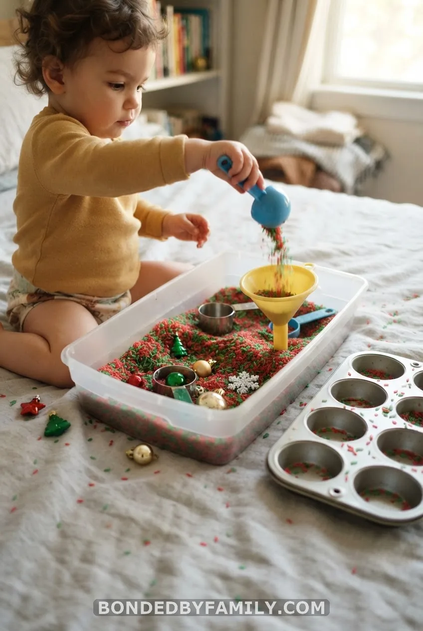 Red and Green Rice "Scoop the Ornaments" Bin
