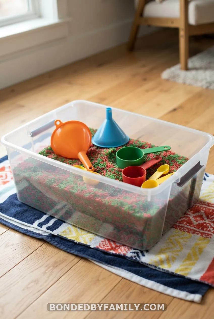 Red and Green Dyed Rice Bin (Ages 2 to 5)