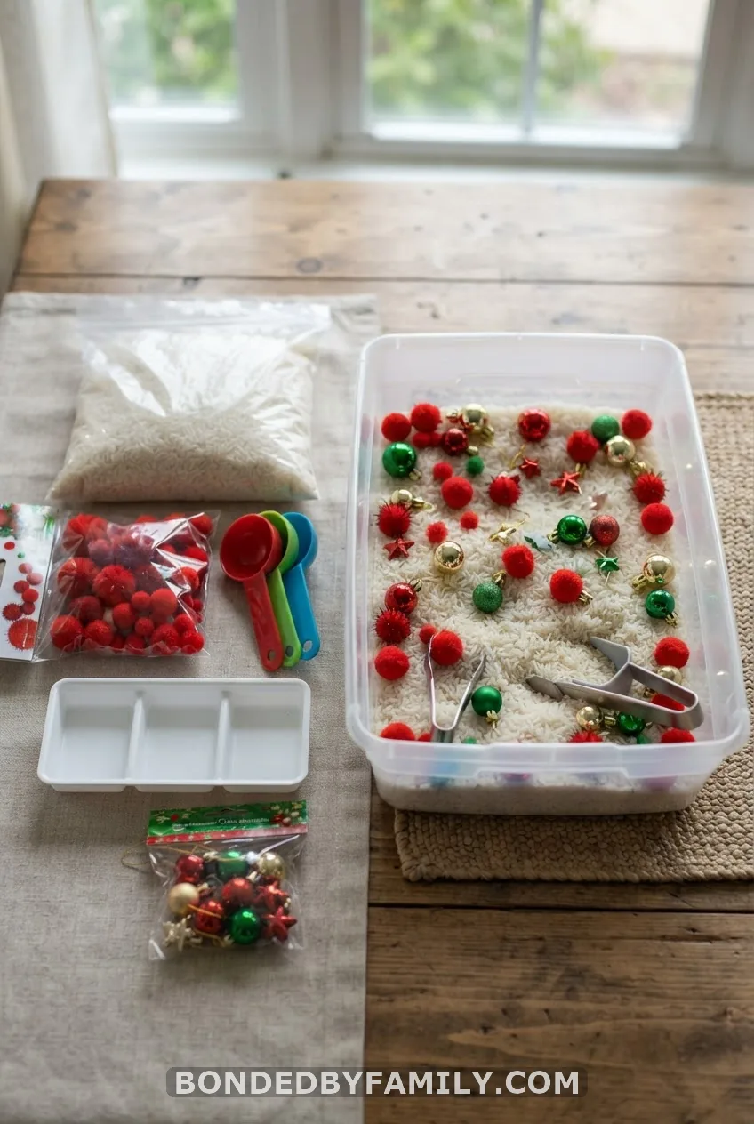 Dollar Tree Christmas Sensory Bin (About $9)