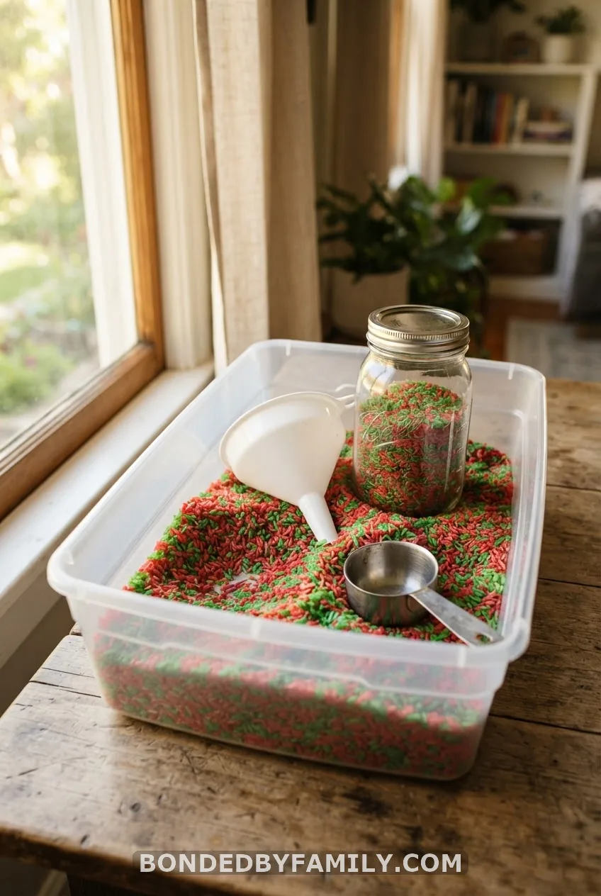 Dyed Red and Green Rice Christmas Bin
