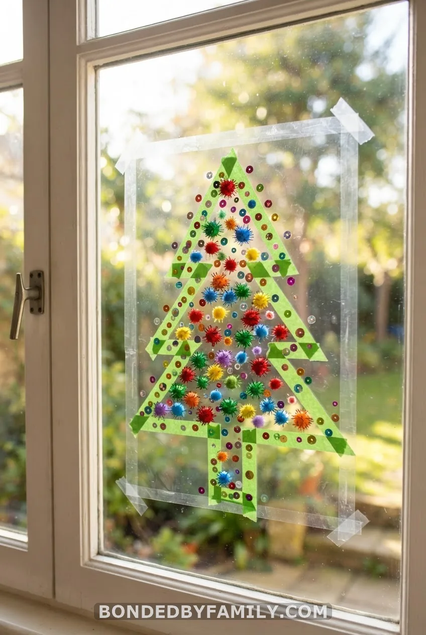The Sticky Christmas Tree Bin (Painter's Tape and Contact Paper)