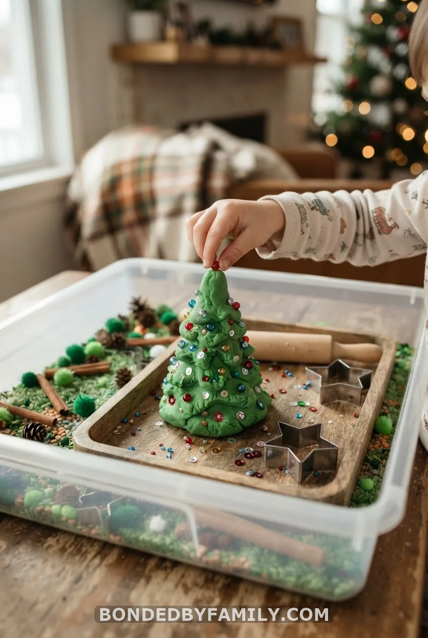 Christmas Tree Playdough Bin
